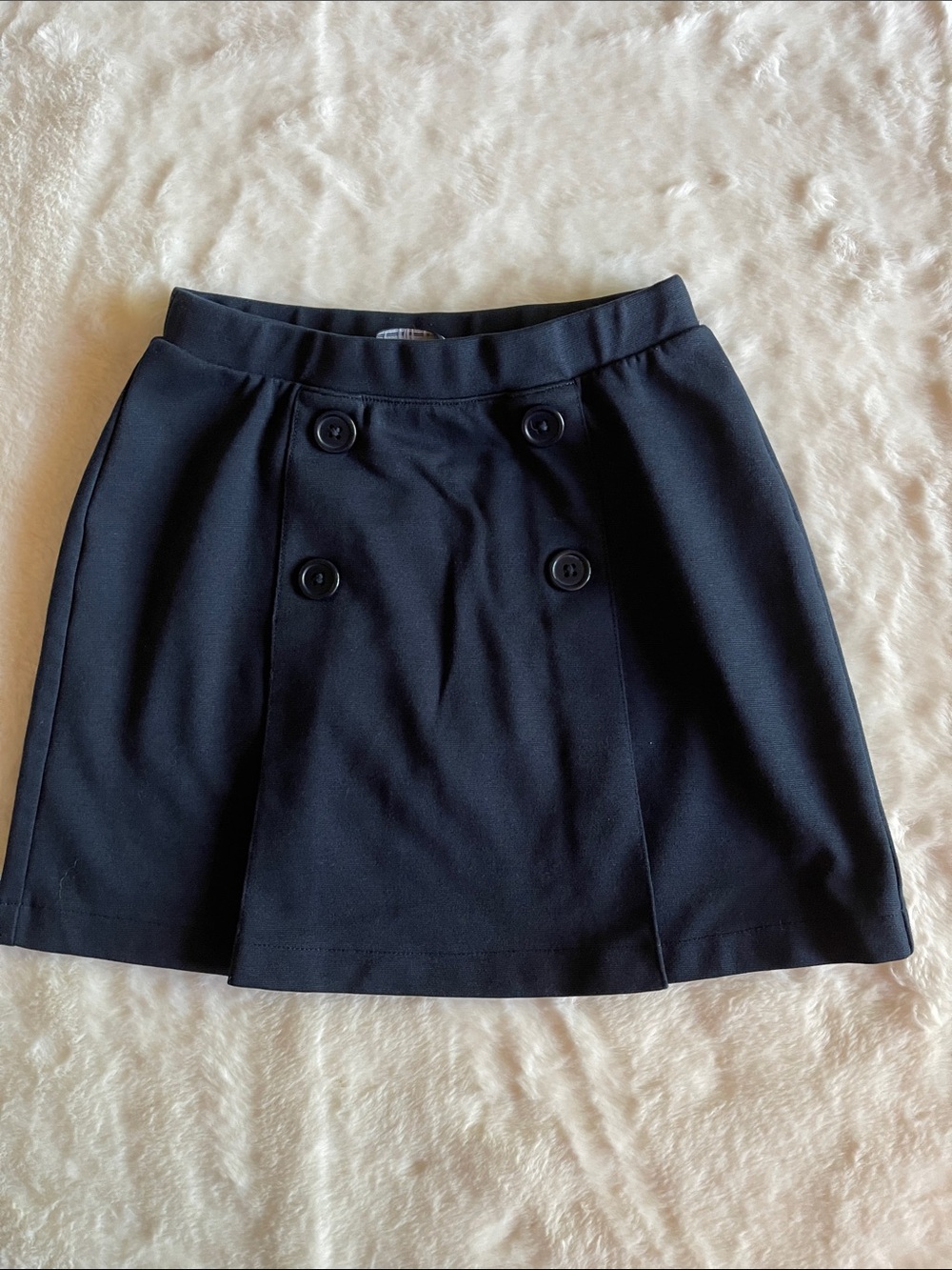 Lands End Classic Navy Button-Front Girls uniform Skirt  SZ 7